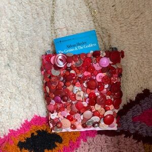 Red Button Purse Handsewn